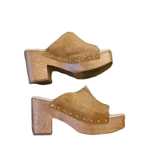 San Edelman Sandals Platform Sz 7.5M Brown High Heels